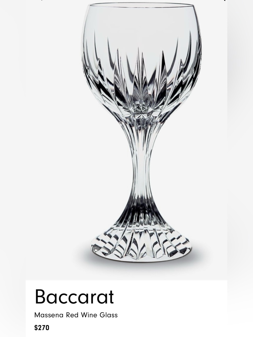 Baccarat Clear Crystal Wine Glass with Cut Pattern